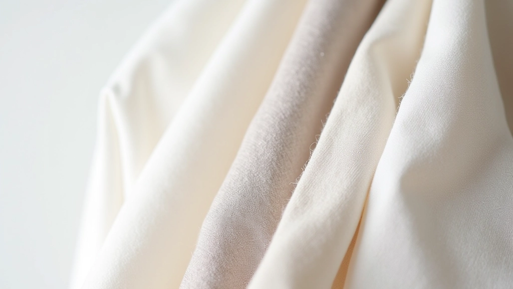 Close-up of high-quality clothing fabrics and textures showing natural fibers like linen, cotton, and wool in neutral colors